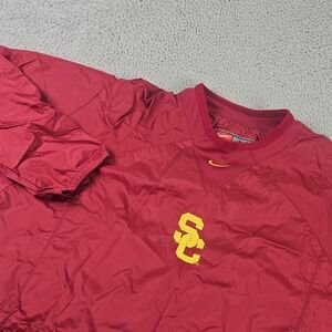 USC Trojans Jacket Mens XL Red NCAA Football Nike V Neck‎ Windbreaker Pullover